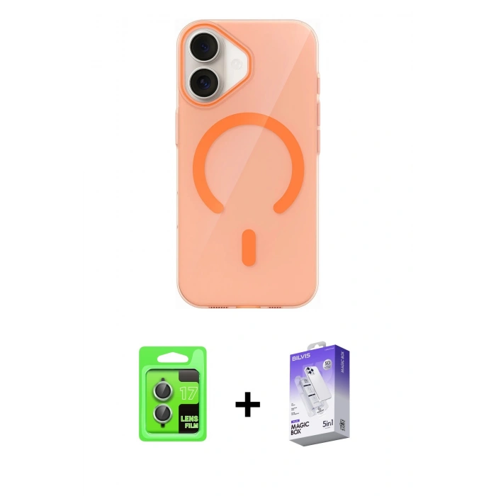 MARSİLYAN™- iPhone 17 Kılıf Pusula Form Özel Seri - Siyah Bilvis 5in1 3D Magic Cam Ekran Koruyucu + Raze Metal Kamera Lens - AKYL