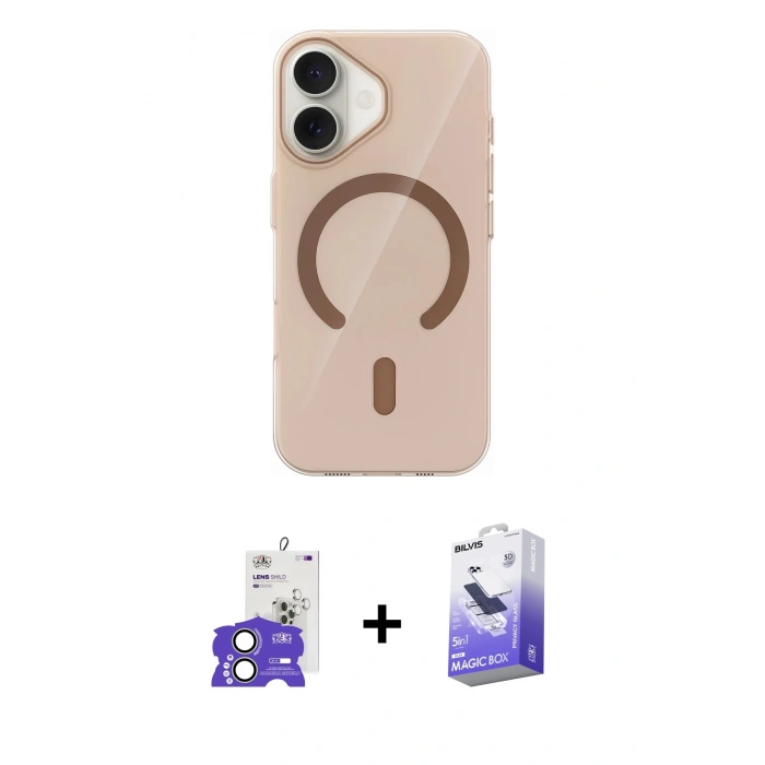 MARSİLYAN™- iPhone 17 Kılıf Pusula Form Özel Seri - Siyah Bilvis 5in1 5D Magic Hayalet Cam Ekran Koruyucu + Bilvis Titan Kamera Lens - AKYL