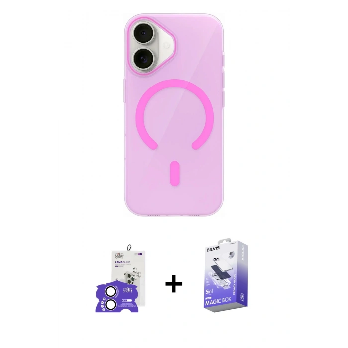 MARSİLYAN™- iPhone 17 Kılıf Pusula Form Özel Seri - Siyah Bilvis 5in1 5D Magic Hayalet Cam Ekran Koruyucu + Bilvis Titan Kamera Lens - LA