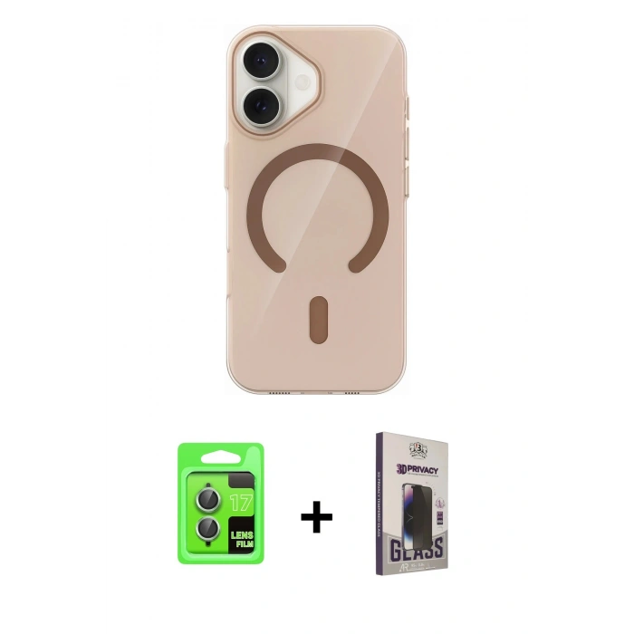 MARSİLYAN™- iPhone 17 Kılıf Pusula Form Özel Seri - Siyah Bilvis Hayalet Cam Ekran Koruyucu + Raze Metal Kamera Lens - AKYL