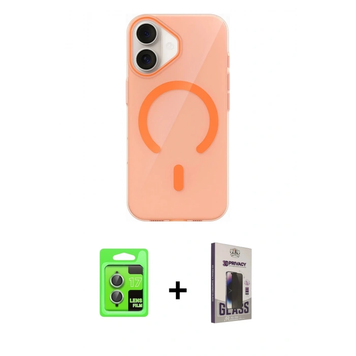 MARSİLYAN™- iPhone 17 Kılıf Pusula Form Özel Seri - Siyah Bilvis Hayalet Cam Ekran Koruyucu + Raze Metal Kamera Lens - AKYL