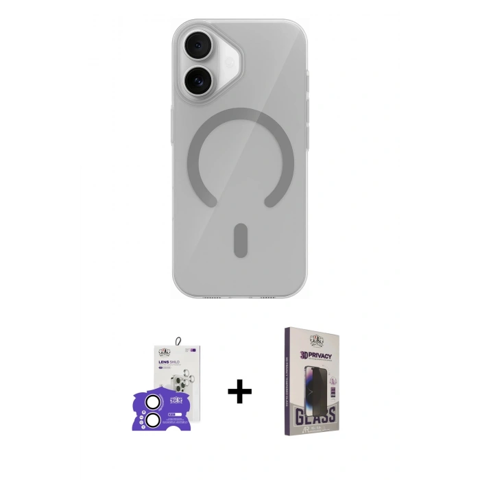 MARSİLYAN™- iPhone 17 Kılıf Pusula Form Özel Seri - Siyah Bilvis Hayalet Cam Ekran Koruyucu + Bilvis Titan Kamera Lens - LA