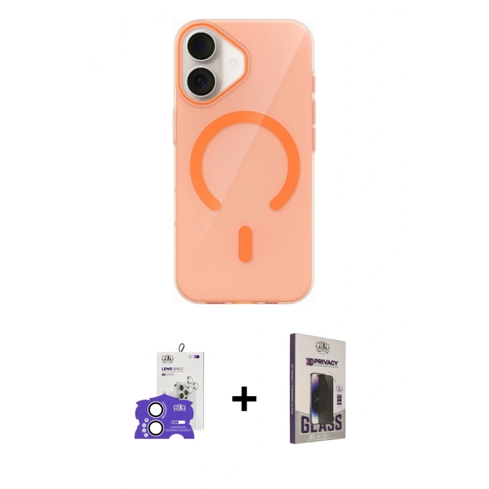 MARSİLYAN™- iPhone 17 Kılıf Pusula Form Özel Seri - Siyah Bilvis Hayalet Cam Ekran Koruyucu + Bilvis Titan Kamera Lens - LA