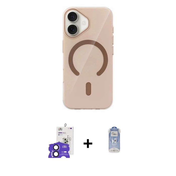 MARSİLYAN™- iPhone 17 Kılıf Pusula Form Özel Seri - Siyah Joko Magic 5D Cam + Siyah Bilvis Titan Kamera Lens