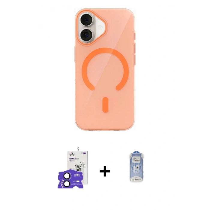 MARSİLYAN™- iPhone 17 Kılıf Pusula Form Özel Seri - Siyah Joko Magic 5D Cam + Siyah Bilvis Titan Kamera Lens