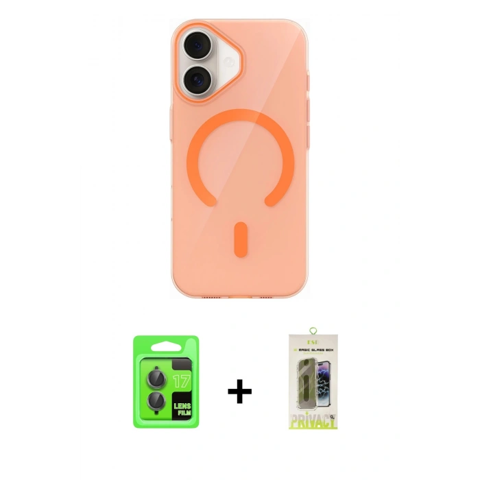 MARSİLYAN™- iPhone 17 Kılıf Pusula Form Özel Seri - Siyah Joko Magic 5D Hayalet Cam + Raze Metal Kamera Lens - GI