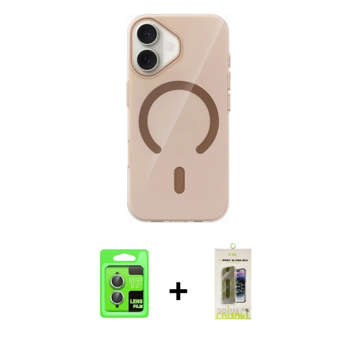 MARSİLYAN™- iPhone 17 Kılıf Pusula Form Özel Seri - Siyah Joko Magic 5D Hayalet Cam + Raze Metal Kamera Lens - AKYL
