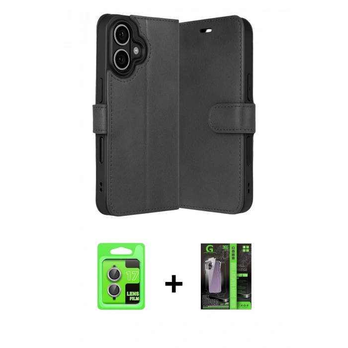 MARSİLYAN™- iPhone 17 Kılıf Siluet Işık Serisi - Siyah 360 Mat Full Body Arka Koruyucu + Raze Metal Kamera Lens - AKMR