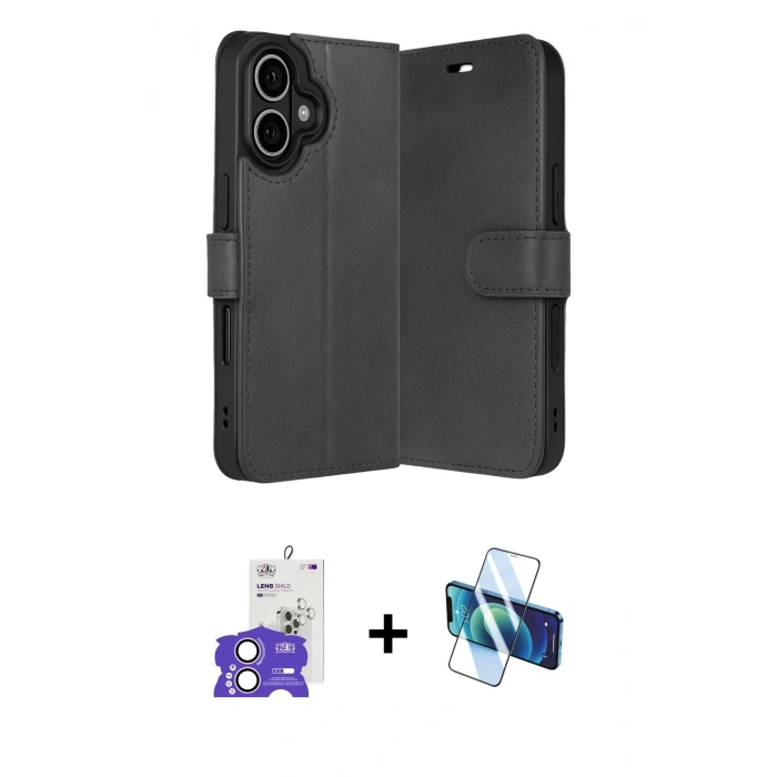 MARSİLYAN™- iPhone 17 Kılıf Siluet Işık Serisi - Siyah 3D Antistatik Cam Ekran Koruyucu + Bilvis Titan Kamera Lens - LA