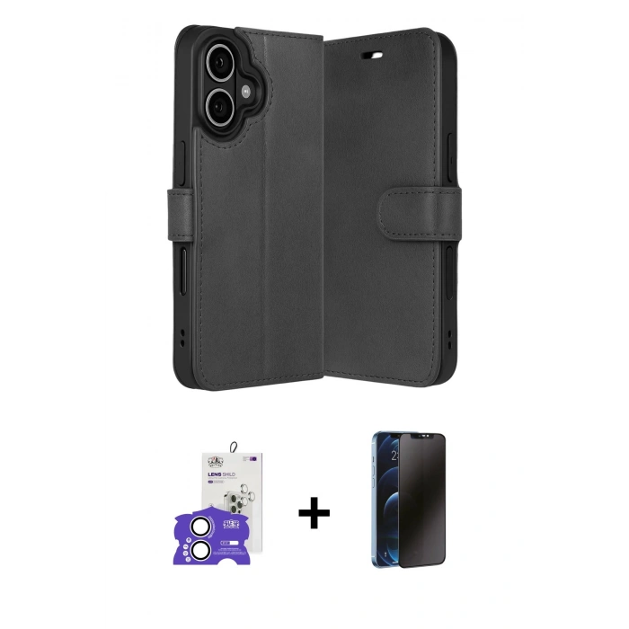 MARSİLYAN™- iPhone 17 Kılıf Siluet Işık Serisi - Siyah 3D Antistatik Hayalet Cam Ekran Koruyucu + Bilvis Titan Kamera Lens - GS