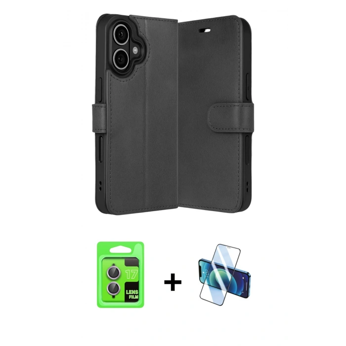 MARSİLYAN™- iPhone 17 Kılıf Siluet Işık Serisi - Siyah 3D Antistatik Seramik Nano Ekran Koruyucu + Açık Mor Raze Metal Kamera Lens