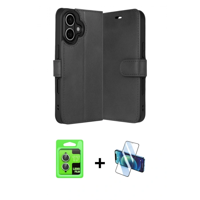 MARSİLYAN™- iPhone 17 Kılıf Siluet Işık Serisi - Siyah 3D Antistatik Seramik Nano Ekran Koruyucu + Raze Metal Kamera Lens - AKYL