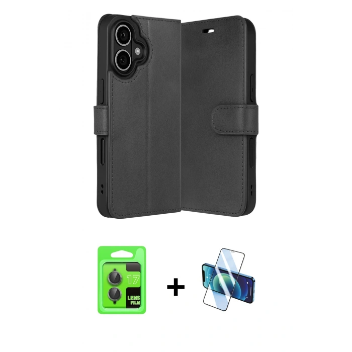 MARSİLYAN™- iPhone 17 Kılıf Siluet Işık Serisi - Siyah 3D Antistatik Seramik Nano Ekran Koruyucu + Raze Metal Kamera Lens - GI
