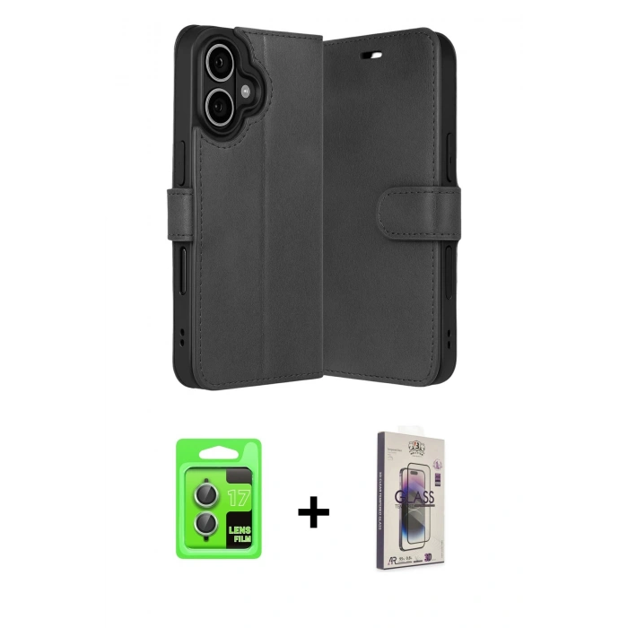 MARSİLYAN™- iPhone 17 Kılıf Siluet Işık Serisi - Siyah Bilvis 3D Cam Ekran Koruyucu + Raze Metal Kamera Lens - AKYL