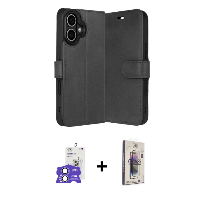 MARSİLYAN™- iPhone 17 Kılıf Siluet Işık Serisi - Siyah Bilvis 3D Cam Ekran Koruyucu + Bilvis Titan Kamera Lens - LA