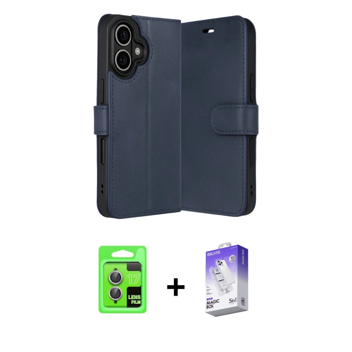 MARSİLYAN™- iPhone 17 Kılıf Siluet Işık Serisi - Siyah Bilvis 5in1 3D Magic Cam Ekran Koruyucu + Raze Metal Kamera Lens - AKMR