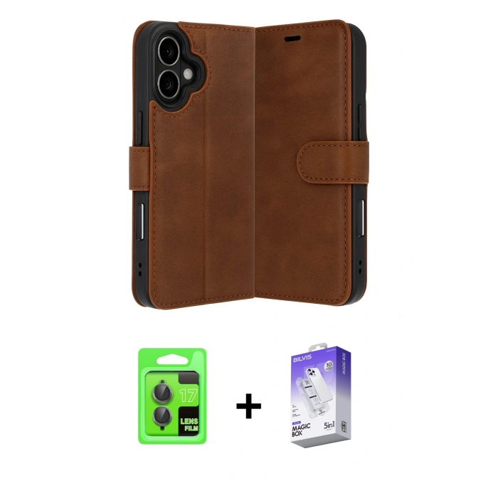 MARSİLYAN™- iPhone 17 Kılıf Siluet Işık Serisi - Siyah Bilvis 5in1 3D Magic Cam Ekran Koruyucu + Raze Metal Kamera Lens - GI