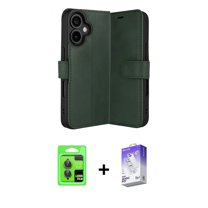 MARSİLYAN™- iPhone 17 Kılıf Siluet Işık Serisi - Siyah Bilvis 5in1 3D Magic Cam Ekran Koruyucu + Raze Metal Kamera Lens - GI