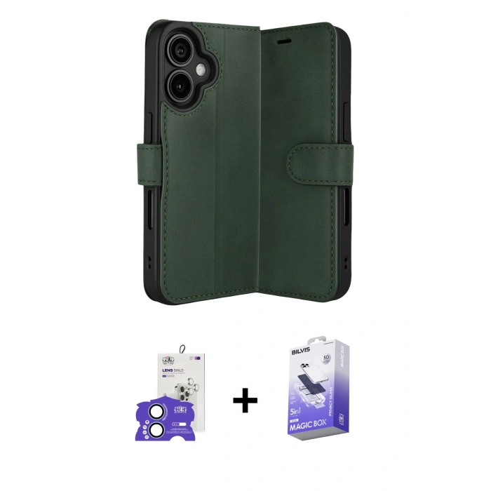 MARSİLYAN™- iPhone 17 Kılıf Siluet Işık Serisi - Siyah Bilvis 5in1 5D Magic Hayalet Cam Ekran Koruyucu + Bilvis Titan Kamera Lens - AKMI