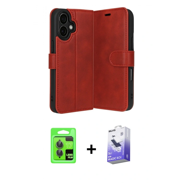 MARSİLYAN™- iPhone 17 Kılıf Siluet Işık Serisi - Siyah Bilvis 5in1 5D Magic Hayalet Cam Ekran Koruyucu + Gri Raze Metal Kamera Lens
