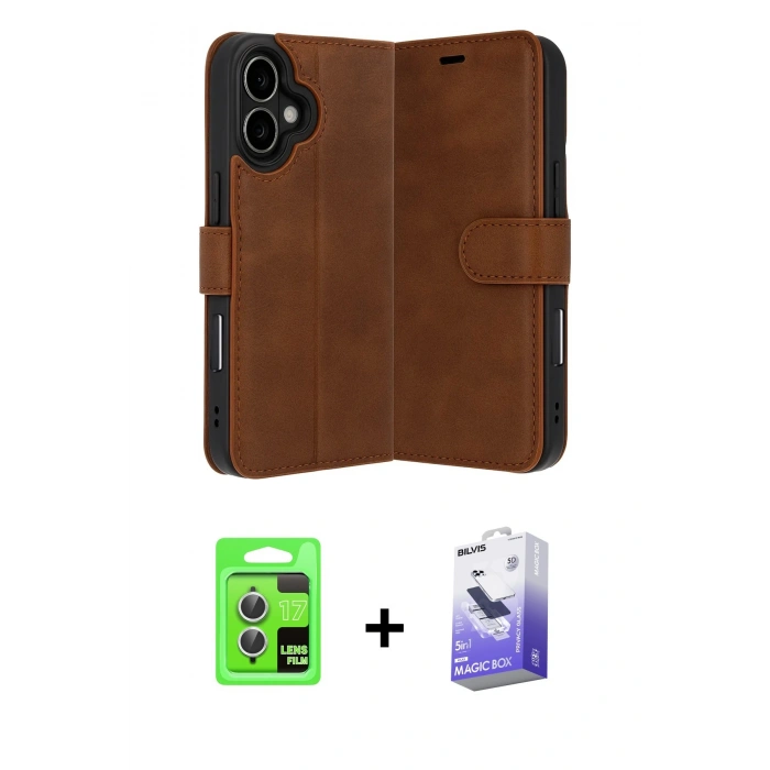 MARSİLYAN™- iPhone 17 Kılıf Siluet Işık Serisi - Siyah Bilvis 5in1 5D Magic Hayalet Cam Ekran Koruyucu + Gümüş Raze Metal Kamera Lens