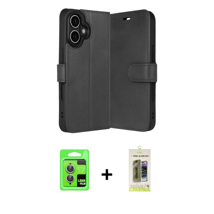 MARSİLYAN™- iPhone 17 Kılıf Siluet Işık Serisi - Siyah Joko Magic 5D Hayalet Cam + Raze Metal Kamera Lens - AKMR