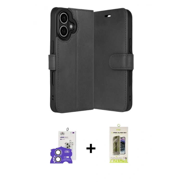 MARSİLYAN™- iPhone 17 Kılıf Siluet Işık Serisi - Siyah Joko Magic 5D Hayalet Cam + Gümüş Bilvis Titan Kamera Lens