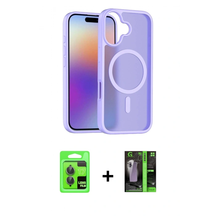MARSİLYAN™- iPhone 17 Kılıf Siluet Minimal Prime - Şeffaf 360 Full Body Arka Koruyucu + Raze Metal Kamera Lens - GI