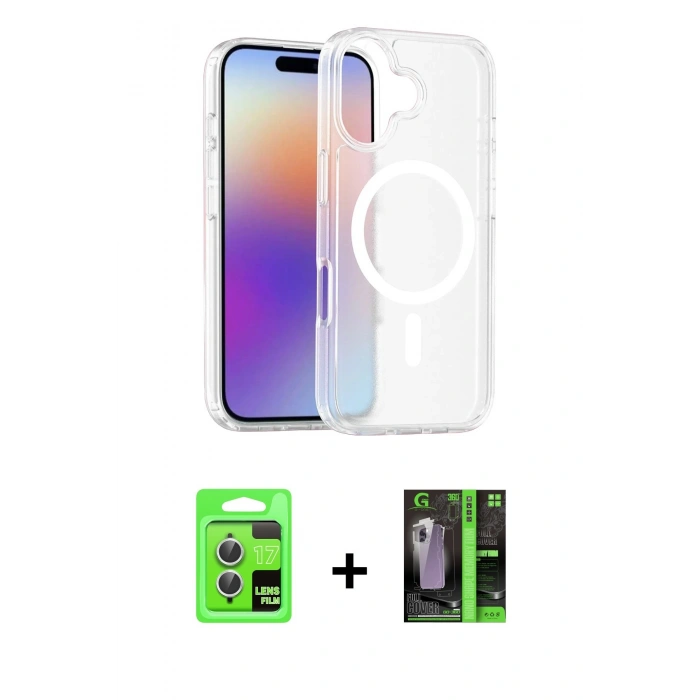 MARSİLYAN™- iPhone 17 Kılıf Siluet Minimal Prime - Şeffaf 360 Full Body Arka Koruyucu + Raze Metal Kamera Lens - GS