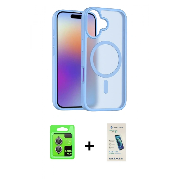 MARSİLYAN™- iPhone 17 Kılıf Siluet Minimal Prime - Şeffaf Pasifik Cam Ekran Koruyucu + Raze Metal Kamera Lens - AKMR