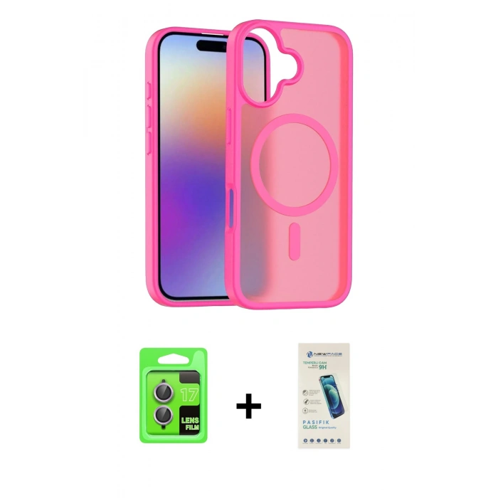 MARSİLYAN™- iPhone 17 Kılıf Siluet Minimal Prime - Şeffaf Pasifik Cam Ekran Koruyucu + Raze Metal Kamera Lens - AKMR