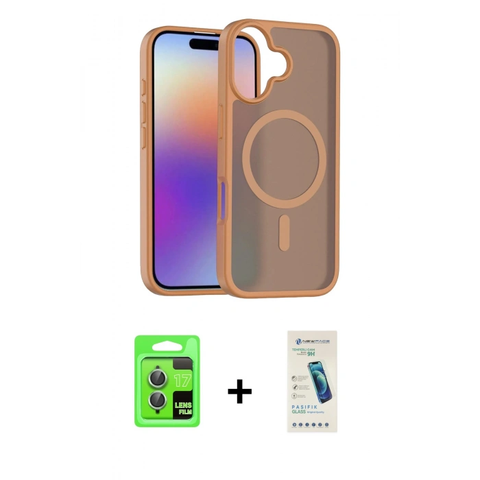 MARSİLYAN™- iPhone 17 Kılıf Siluet Minimal Prime - Şeffaf Pasifik Cam Ekran Koruyucu + Raze Metal Kamera Lens - AKYL