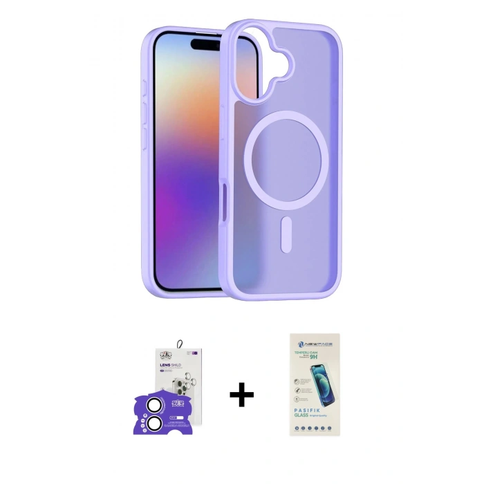 MARSİLYAN™- iPhone 17 Kılıf Siluet Minimal Prime - Şeffaf Pasifik Cam Ekran Koruyucu + Bilvis Titan Kamera Lens - GS