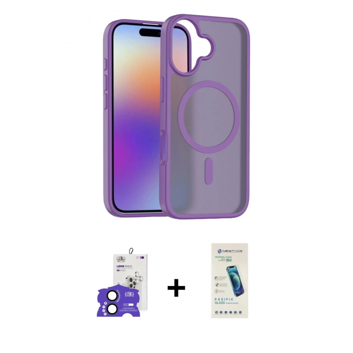 MARSİLYAN™- iPhone 17 Kılıf Siluet Minimal Prime - Şeffaf Pasifik Cam Ekran Koruyucu + Bilvis Titan Kamera Lens - SH