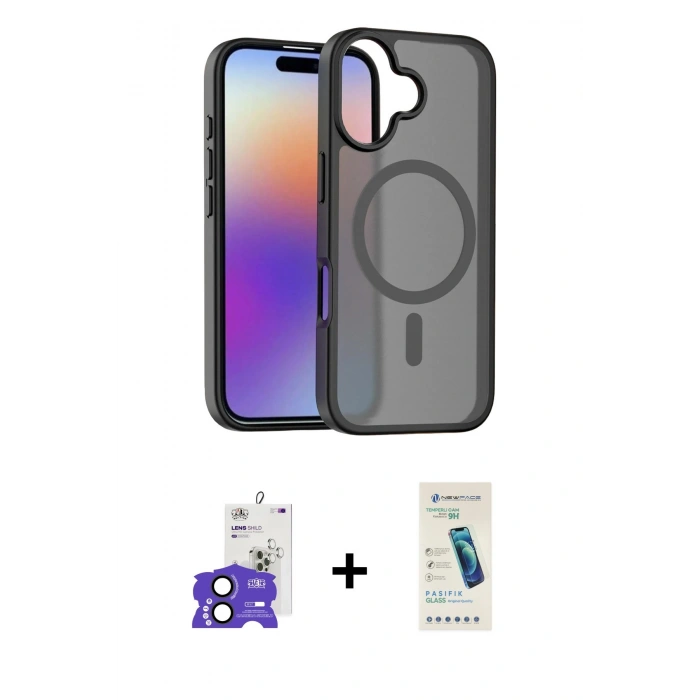 MARSİLYAN™- iPhone 17 Kılıf Siluet Minimal Prime - Şeffaf Pasifik Cam Ekran Koruyucu + Bilvis Titan Kamera Lens - SH
