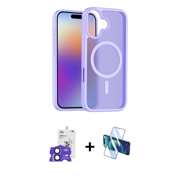 MARSİLYAN™- iPhone 17 Kılıf Siluet Minimal Prime - Siyah 3D Antistatik Cam Ekran Koruyucu + Bilvis Titan Kamera Lens - SH