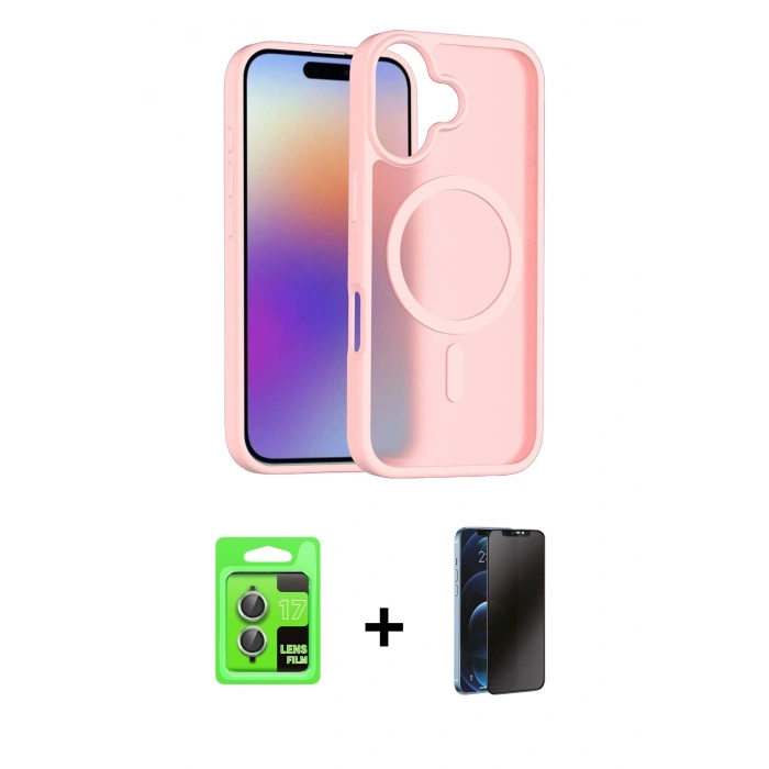 MARSİLYAN™- iPhone 17 Kılıf Siluet Minimal Prime - Siyah 3D Antistatik Hayalet Cam Ekran Koruyucu + Raze Metal Kamera Lens - AKYL