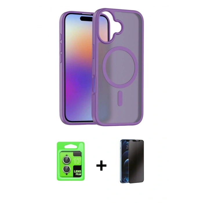 MARSİLYAN™- iPhone 17 Kılıf Siluet Minimal Prime - Siyah 3D Antistatik Hayalet Cam Ekran Koruyucu + Raze Metal Kamera Lens - AKYL