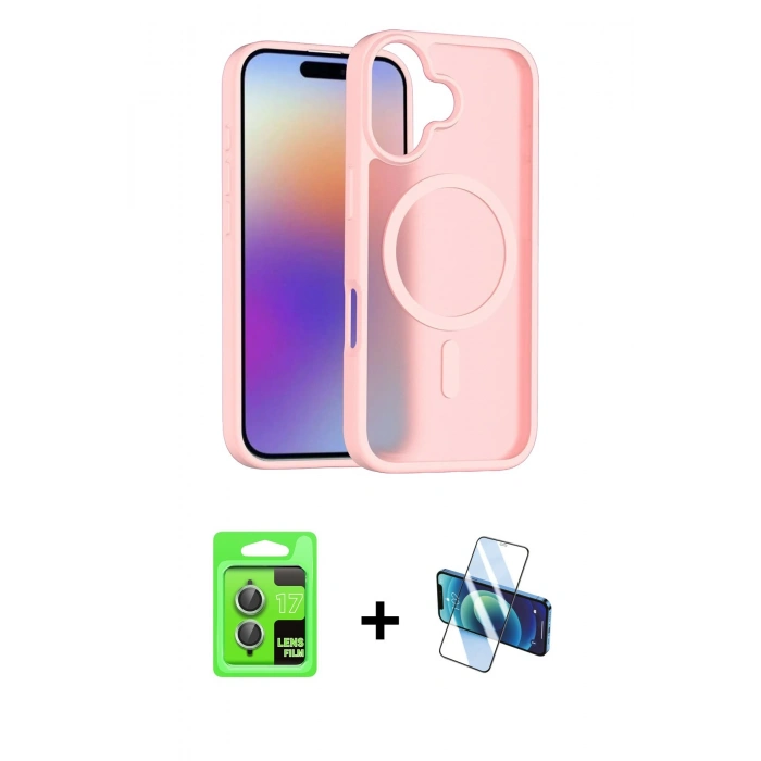 MARSİLYAN™- iPhone 17 Kılıf Siluet Minimal Prime - Siyah 3D Antistatik Seramik Nano Ekran Koruyucu + Raze Metal Kamera Lens - AKYL