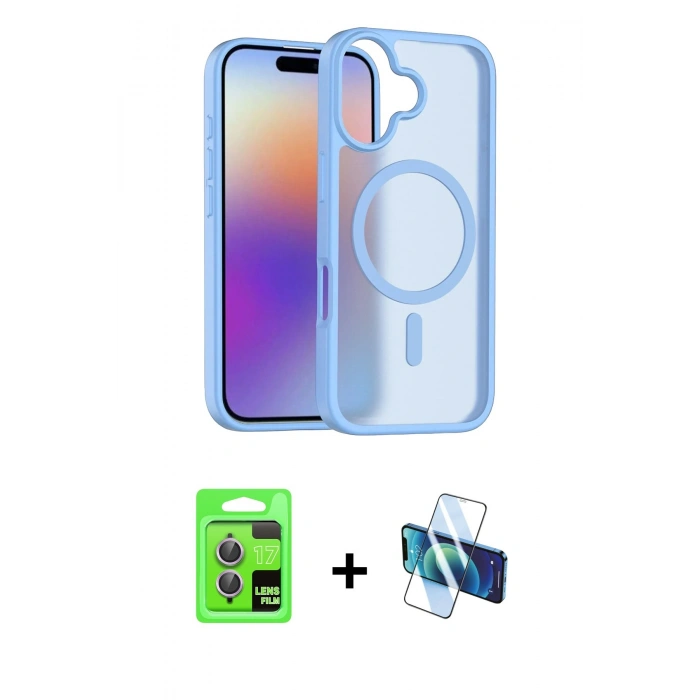 MARSİLYAN™- iPhone 17 Kılıf Siluet Minimal Prime - Siyah 3D Antistatik Seramik Nano Ekran Koruyucu + Raze Metal Kamera Lens - AKMR