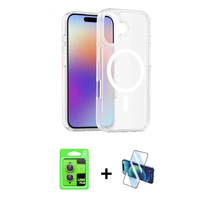 MARSİLYAN™- iPhone 17 Kılıf Siluet Minimal Prime - Siyah 3D Antistatik Seramik Nano Ekran Koruyucu + Raze Metal Kamera Lens - AKYL