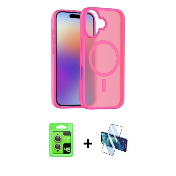 MARSİLYAN™- iPhone 17 Kılıf Siluet Minimal Prime - Siyah 3D Antistatik Seramik Nano Ekran Koruyucu + Raze Metal Kamera Lens - AKMR