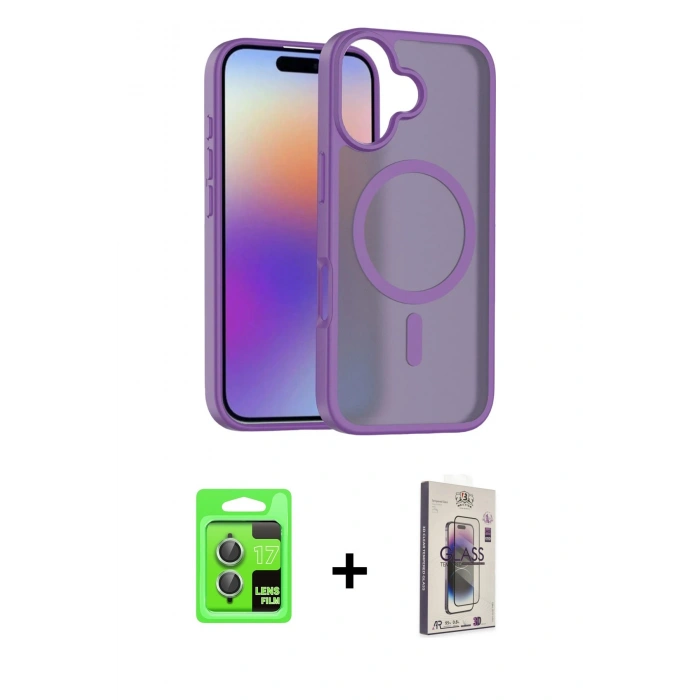 MARSİLYAN™- iPhone 17 Kılıf Siluet Minimal Prime - Siyah Bilvis 3D Cam Ekran Koruyucu + Raze Metal Kamera Lens - AKYL