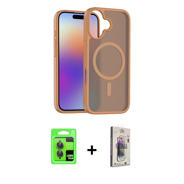 MARSİLYAN™- iPhone 17 Kılıf Siluet Minimal Prime - Siyah Bilvis 3D Cam Ekran Koruyucu + Raze Metal Kamera Lens - GI