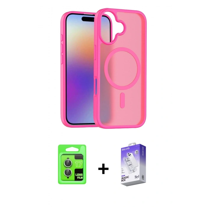 MARSİLYAN™- iPhone 17 Kılıf Siluet Minimal Prime - Siyah Bilvis 5in1 3D Magic Cam Ekran Koruyucu + Raze Metal Kamera Lens - AKYL