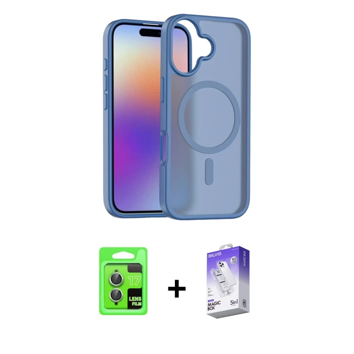 MARSİLYAN™- iPhone 17 Kılıf Siluet Minimal Prime - Siyah Bilvis 5in1 3D Magic Cam Ekran Koruyucu + Raze Metal Kamera Lens - AKYL