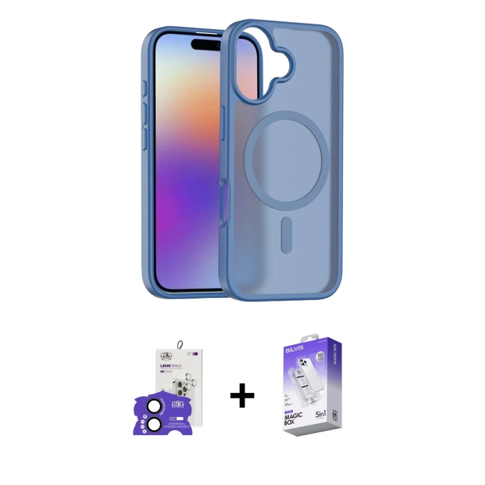 MARSİLYAN™- iPhone 17 Kılıf Siluet Minimal Prime - Siyah Bilvis 5in1 3D Magic Cam Ekran Koruyucu + Bilvis Titan Kamera Lens - SH
