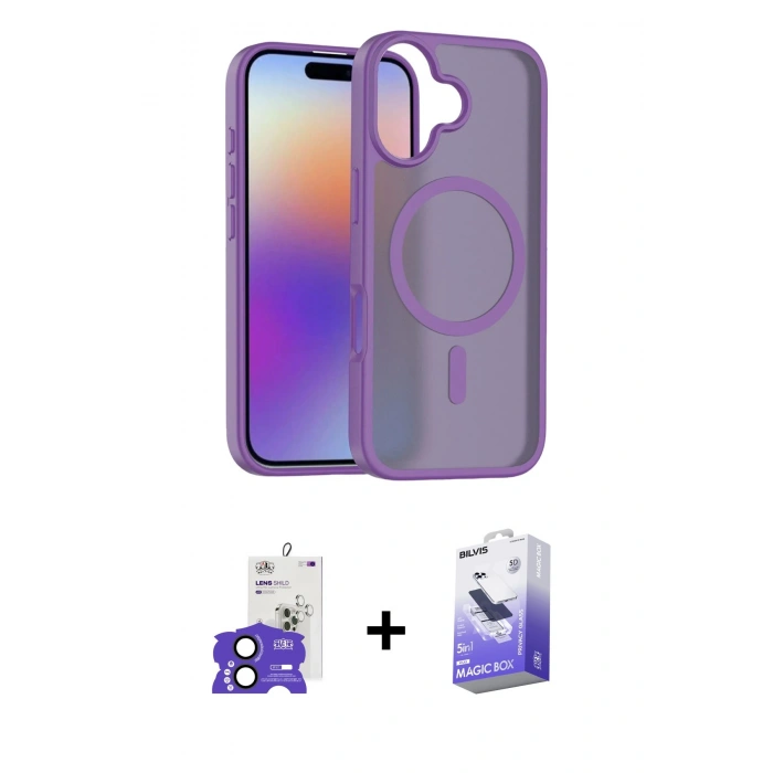 MARSİLYAN™- iPhone 17 Kılıf Siluet Minimal Prime - Siyah Bilvis 5in1 5D Magic Hayalet Cam Ekran Koruyucu + Bilvis Titan Kamera Lens - SH