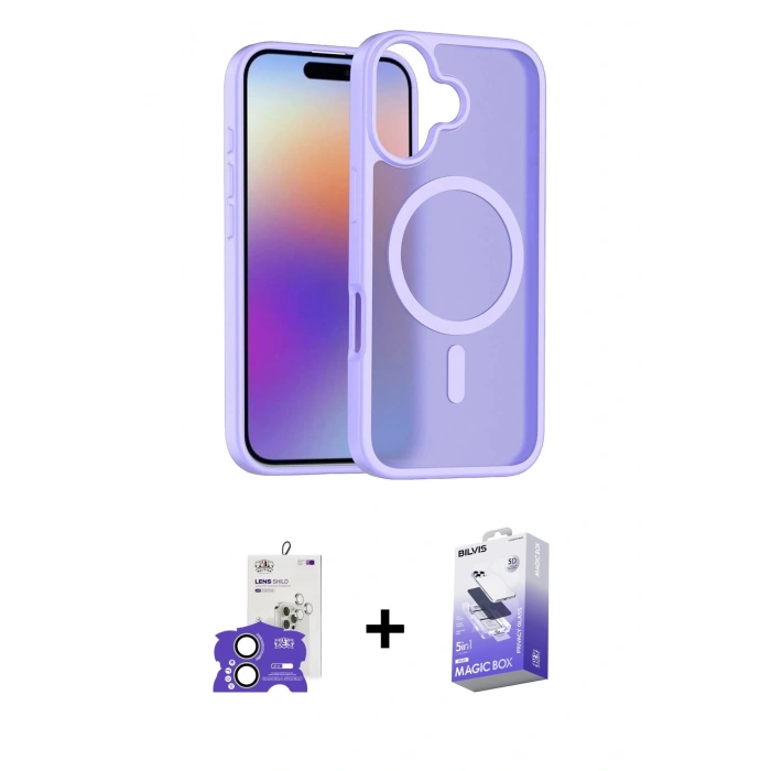 MARSİLYAN™- iPhone 17 Kılıf Siluet Minimal Prime - Siyah Bilvis 5in1 5D Magic Hayalet Cam Ekran Koruyucu + Bilvis Titan Kamera Lens - AKYL