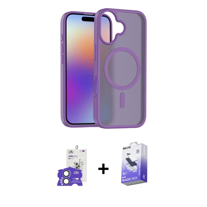 MARSİLYAN™- iPhone 17 Kılıf Siluet Minimal Prime - Siyah Bilvis 5in1 5D Magic Hayalet Cam Ekran Koruyucu + Bilvis Titan Kamera Lens - AKYL